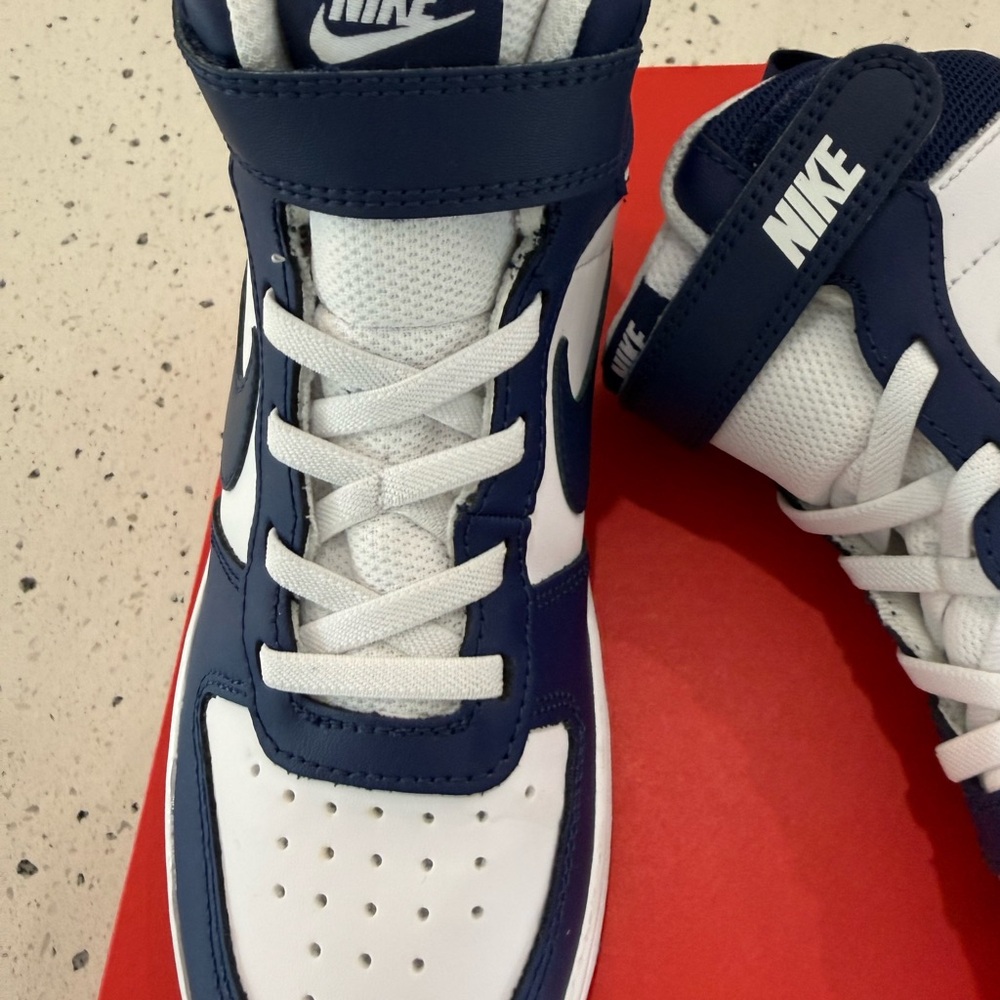New boys girls Nike Kids High-Top Sneakers - Navy & White Sz 1.5 - Picture 5 of 9